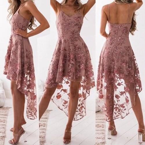 Women Loose Sling Dress Deep Sexy V-neck Irregular Lace Stitching Dress Party Dresses Vestidos De Fiesta 2021 New