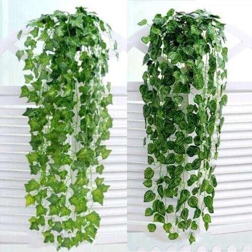 1PC Artificial Outdoor Garden Green Leaf Hanging Garland Man-made Eucalyptus Leaves Greenery Garlands Hanging Silk Family Office