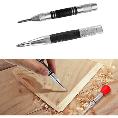 Automatic Center Punch Locator Center Punch Pin Steel Spring Window Breaker Non-slip Portable Woodworking Puncher Hand Tools