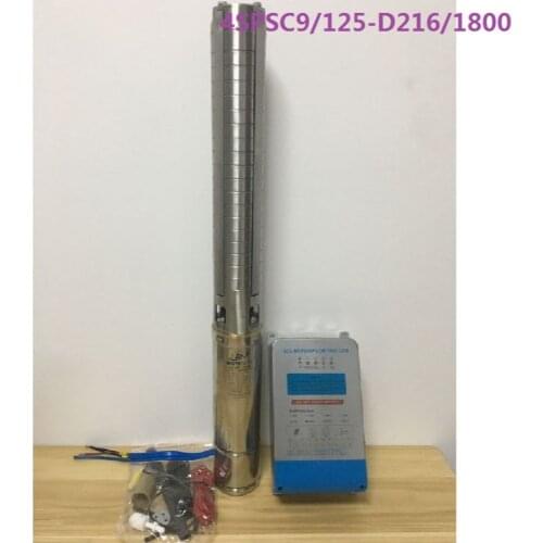 Free Shipping AC/DC 1800W Max.lift 125Meters Max.flow 9000L/H Borehole Solar Water Pump 3Years Warranty 4SPSC9/125-D216/1800