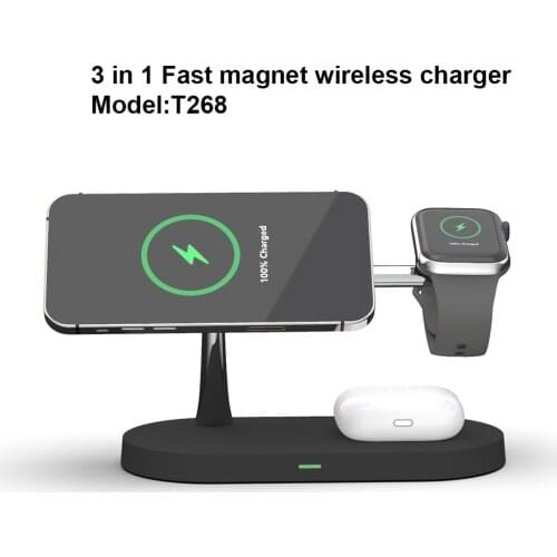 3 in 1 Wireless Charging Stand For Apple Watch 6 5 4 3 For iPhone 12 Pro 11 X XS XR Airpods Pro 15W Qi Fast Charger Dock Station