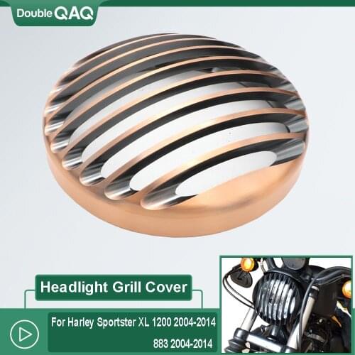 Black 5.75" 5 3/4" Led Headlights Grill Cover For Harley Sportster 883 1200 XL Iron Custom 2004-2013 2014 Headlamp Cover