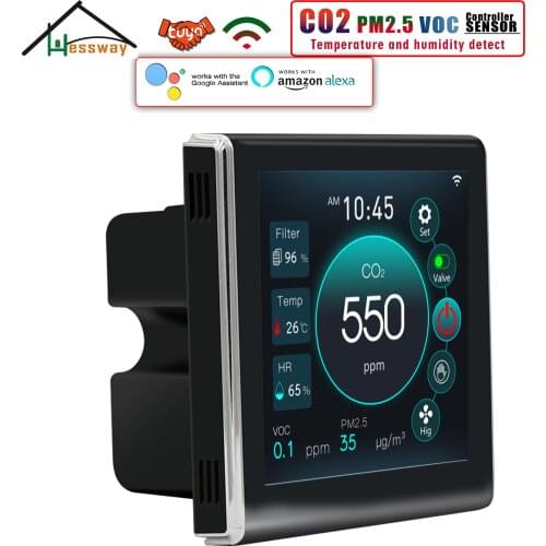 HESSWAY WIFI&RS485 VOC PM2.5 CO2 Temperature Humidity Sensor for Indoor Air Quality Monitor Control Fan Smart AC/0-10V Output