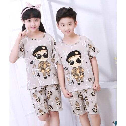 Kids Pajamas Children Sleepwear Soldier Short Sleeve T-Shirts+Shorts Home Clothing Suit Child Spring Summer Suits For Boy Girl