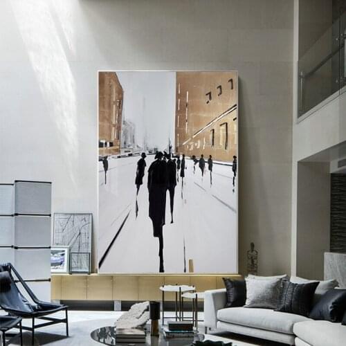 DHH Abstract Bronze Canvas Painting Nordic Poster Print British Street WalI Art Pictures For Living Room Classic Painting Decor