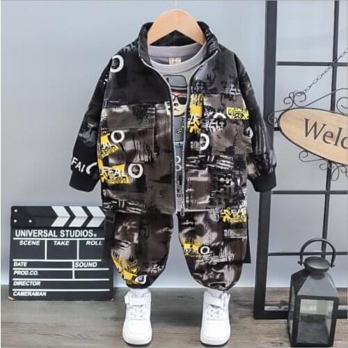 Spring Autumn Children Fashion Suit of Clothes Boy/Girl Denim Jacket+T-shirts +Jeans 3Pcs/Set Casual Wear Sportwear Tracksuit