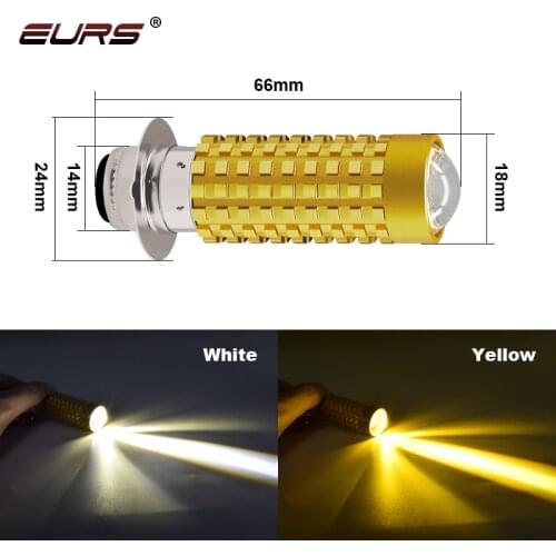 EURS H6M P15D LED Motor Headlight Bulb 3000k 6000K LED Turn Signals White Yellow Scooter Light Lamp 3000LM Motorbike Fog Lamp