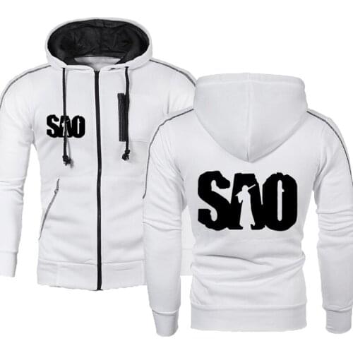 SAO Sword Art Mens hoodie high quality Cotton Harajuku Hip Hop Sweatshirt Fleece Zipper jacket Tracksuit Male Casual Sportswear