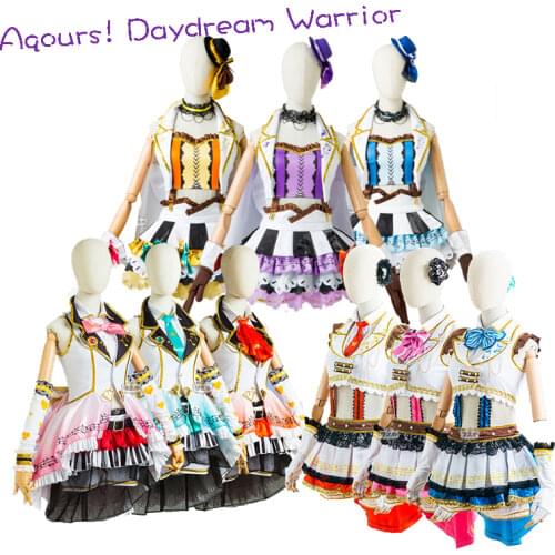 Game Love Live!Sunshine Aqours Daydream Warrior All Menbers Yoshiko Hanamaru Mari kanan Riko Dia Dancing Dress Cosplay Costumes