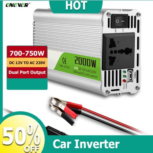 Onever 2000W DC 12V To AC 220V Inverter Battery Car Power Inverter Charger Converter Adapter Modified Sine Wave Inverter Charger