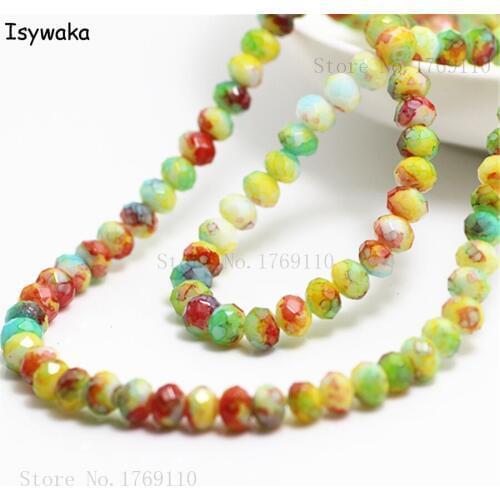 Isywaka Fashion 4x6mm 50pcs Rondelle Austria faceted Crystal Glass Beads Loose Spacer Round Beads for Jewelry Making No.92R6