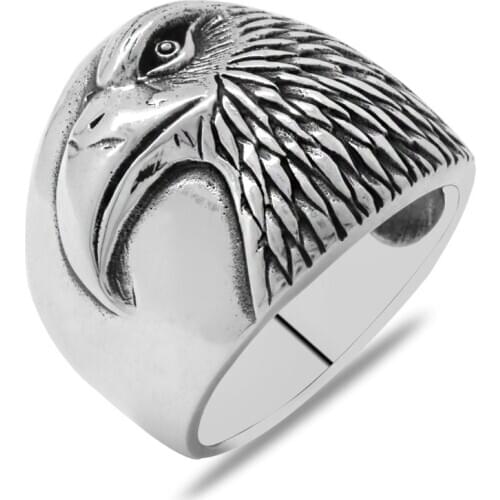 925 Sterling Silver Ring For Men Real Pure Eagle Design Turkish Jewelry