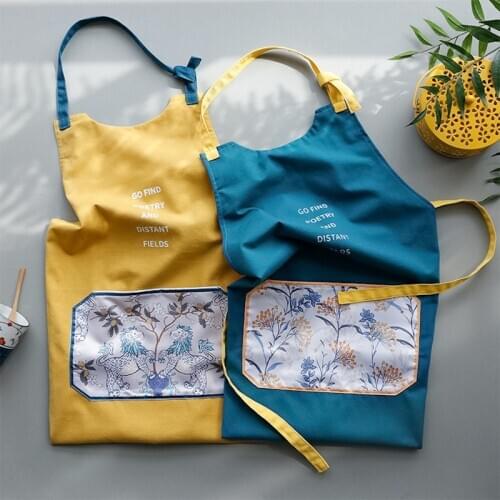 Kitchen Apron Chinese Style Vintage Royal Court Cotton Kitchen Cooking Baking Love Apron Artistic Textile