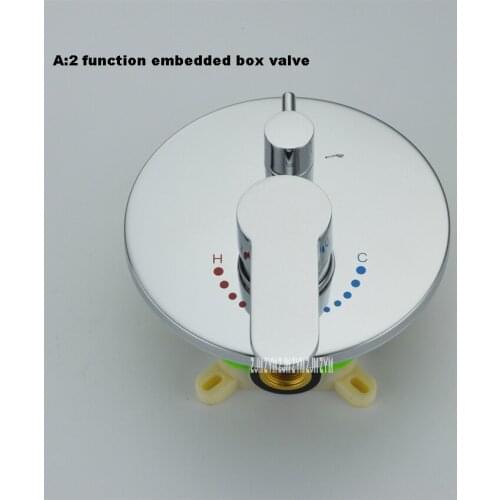 Brass Round Embedded Box Shower Mixing cold and hot Water Switch Valve Controller Wall In Concealed Shower F aucet On-Off Valve