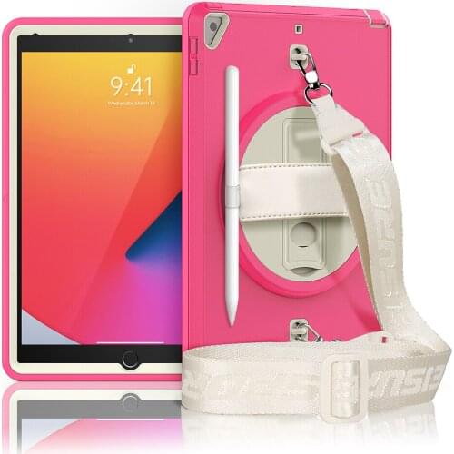 Lightweight Silicone Case for iPad 10.2 2020 2019 Shockproof Cover with Shoulder Strap for iPad Air 3 Pro 10.5+Screen Protector