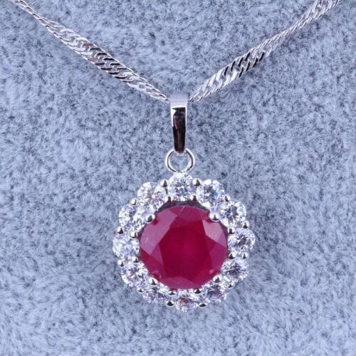 Love Monologue Romantic Red & White Cubic Zirconia Silver Color Round Necklace Pendants for Women X0378 Fast Shipping
