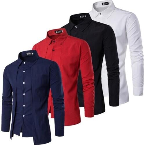 #36 Shirts for Men Autumn Long Sleeve Turn Down Collar Camisas Hombre White Formal Tops Men Clothing Black Business Shirt