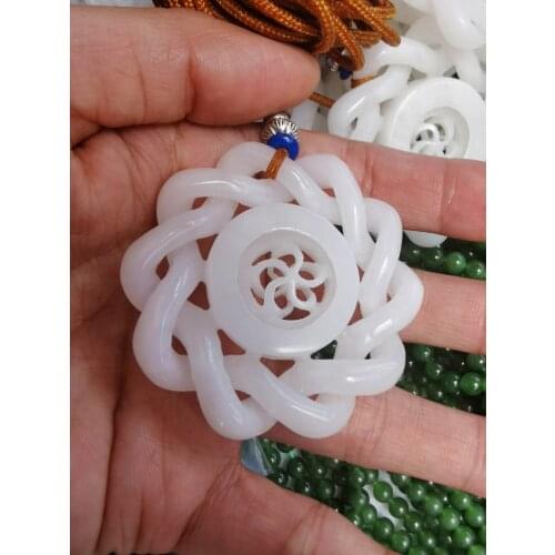 Natural Hetian Jade Hollow Handcarved Twisted Wire Revolving Heart Jade Pendant necklace women men jadeite jade jewelry