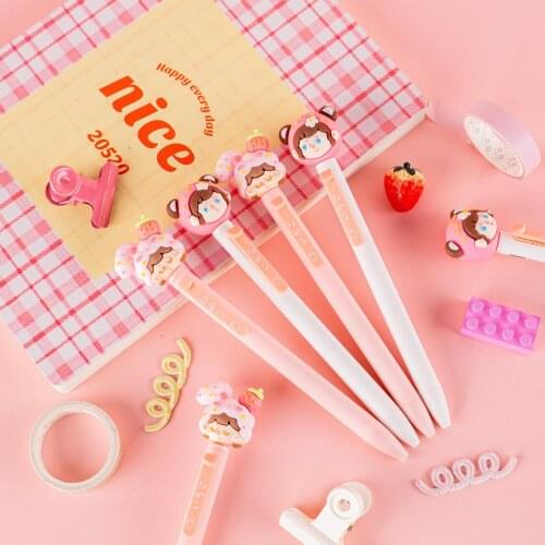 Strawberry Press Neutral Pen Lovable Gel Pens Cartoon 0.5mm Black Ink Neutral Pen Pencils School Supplies Cute Stationery