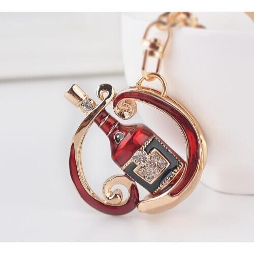 New fashion jewelry pendant creative wine bottle car key ring pendant European and American cross-selling hot key chain charm
