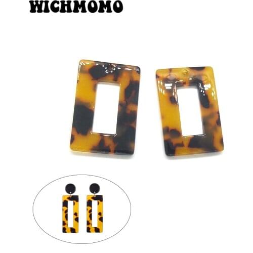 2019 New 4 Pieces 32*21mm High Quality Rectangle Acetic Acid Resin Smooth Charms Connectors for DIY Earring Jewelry Accessories
