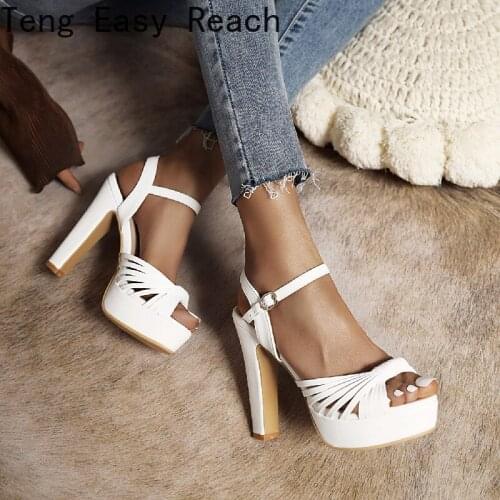 Summer New Women sandals fashion Europe and America Super high heel Fish mouth Women sandals sexy Rome Sandals Pink white black