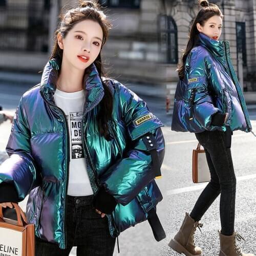 New bright down jacket female short short white duck down thickened bread jacket female student Korean version loose