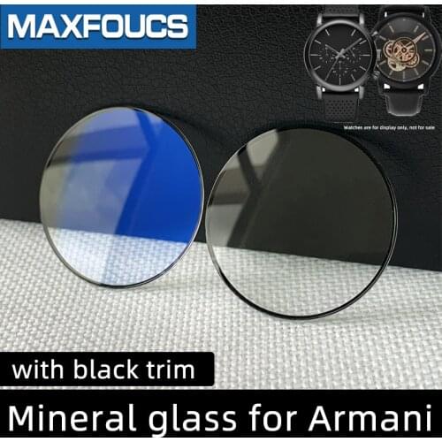 SIngle dome watch glass with black trim Models For AR-1732 1733 1737 1811 1816 1918 60008 Parts for Armani watches