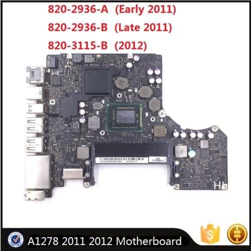 Original Laptop Motherboard For MacBook Pro 13" A1278 2011 2012 Year i7 Logic Board 820-3115-B 820-2936-A 820-2936-B Logic Board