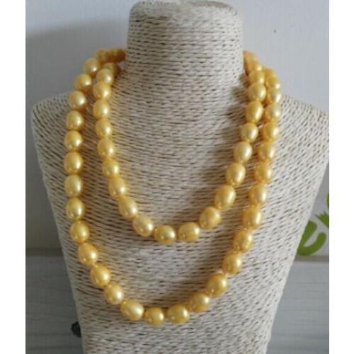 35''11-13mm Genuine AKOYA YELLOW PEARL NECKLACE