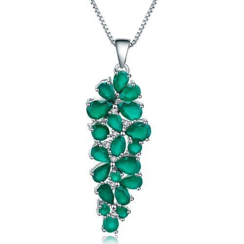 Gems Ballet 8.22Ct Natural Green Agate Onyx Gemstone Pendant 925 Sterling Silver Mothers Necklaces & Pendants Fine Jewelry