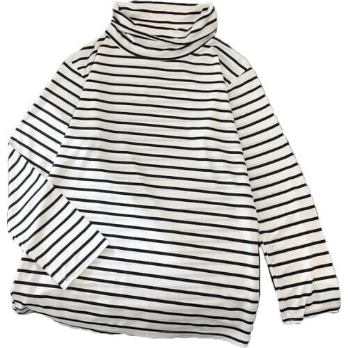 Casual Women Autumn Long Sleeve Turtle Neck Blouse Top Horizontal Base Shirt