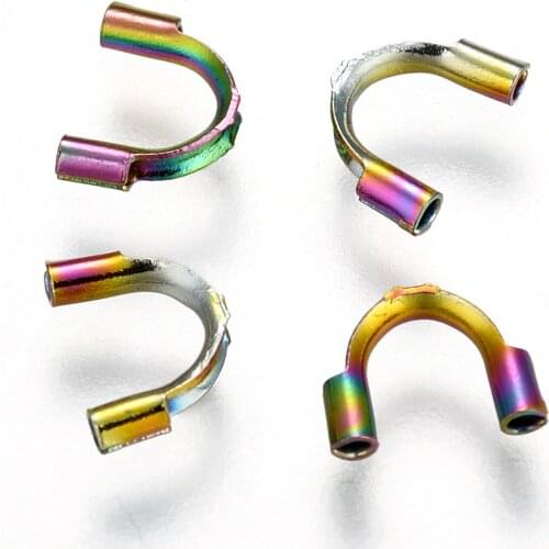 50Pcs 7x5mm 316 Stainless Steel Wire Guardian Wire Protectors Guard loops U Shape Clasps Connector For DIY Jewelry Making