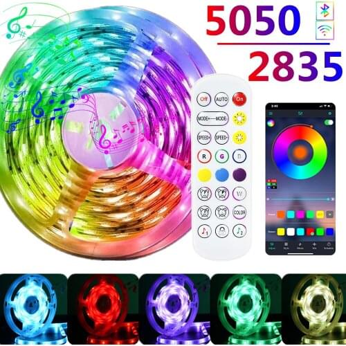 LED Strip Lights RGB 5050 SMD 2835 Color Changing Waterproof Lamp Flexible Tape Diode Bluetooth luces led 16.4ft DC 12V For Home