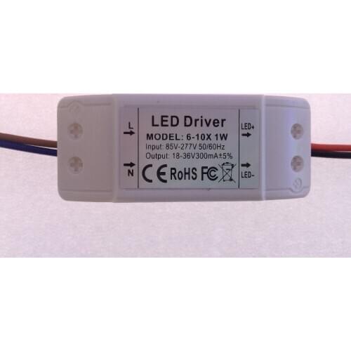 LED Driver Power Supply 300ma Input85-277v for Led Ceilling Light Panel Light Downlight Transformers 6-10x1w 6w 7w 8w 9w 10w AC