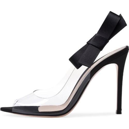 Carpaton 2019 Spring Summer Sexy ladies transparent PVC shallow mouth leather stitching peep toe exposed with high-heeled shoes