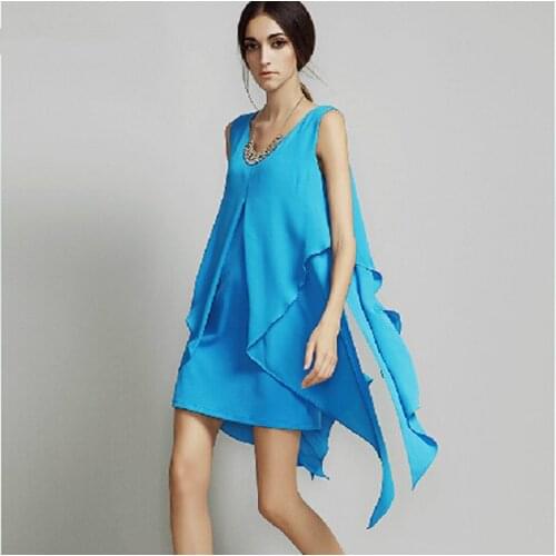 2020 Spring&Summer girl asymmetrical dovetail casual brief chiffon dress,tropical party dress,vestidos femininos plus size S-5XL