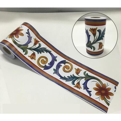 Vintage Flower Vine Wallpaper Borders Kitchen Bathroom Tile Decor Stickers Diy Adhesive Wall Decoration Waist Line Sticker Ez066