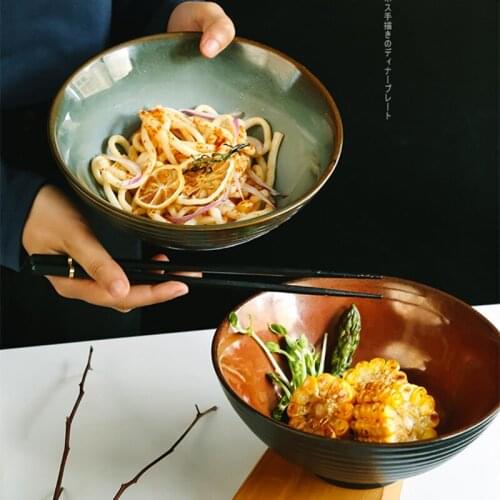 Japanese ceramic ramen bowl, large soup noodle bowl, household instant noodle bowl, fruit salad bowl, bowl