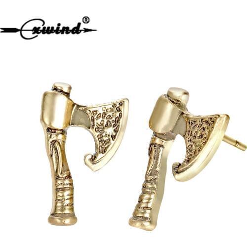 Cxwind Personality Geometric Retro Ax Hatchet Mens Womens Punk Stud Earring Fashion Piercing Earring Viking Jewelry Accessories