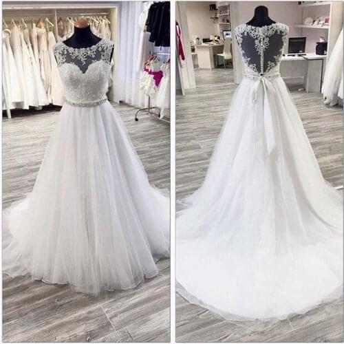 2021 New Appliques See Through Back White Wedding Dress Sexy Formal Holidays Wear Graduation Bridal Gowns Vestidos De Novia