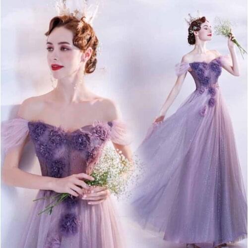 Customized Purple Off Shoulder Party Dress Wedding Bridal Red Carpet Dresses Evening Formal Dress For Women Plus Size 6XL