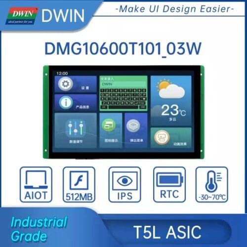 DWIN LCD Module 10.1inch AIot 1024*600 TFT Industrial Support 4G Network Remote Update Video IPS HMI Touch DMG10600T101_03WTCZ02
