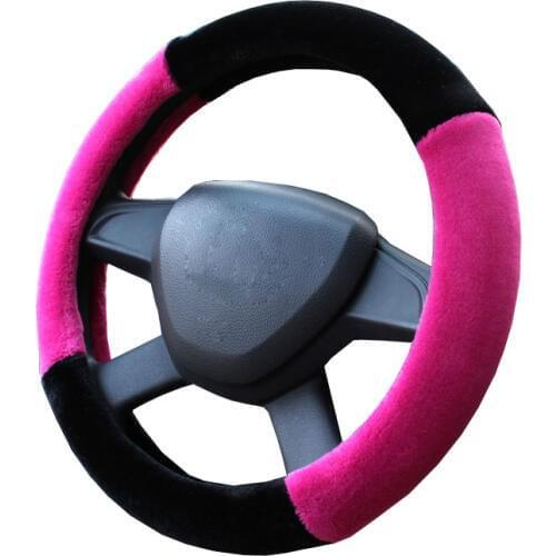 Winter Short Plush Car Steering Wheel Cover Suitable for Most Steering-Wheel Carpet Soft 37-38 CM 14.5 "-15" Braid on Hand Bar