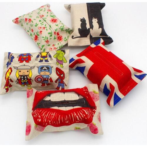 1Pcs 24x18x9cm Fashion Creative Handmade cloth art Tissue box Thicken cotton line towel bag Cartoon Restaurant car paper box