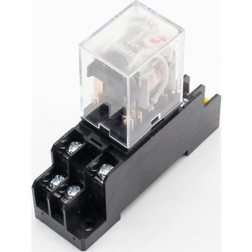 1pcs MY2P HH52P MY2NJ relay 220V AC coil high quality general purpose DPDT micro mini relay with socket base holder
