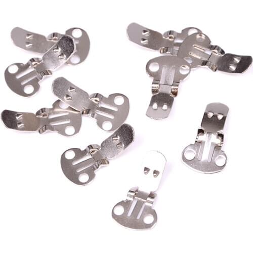 10PCS/Set DIY Craft Buckles Silver Color Blank Stainless Steel Flower Shoes Clips On Findings For Shoes Accessories