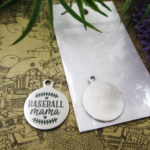 20pcs--"Baseball Mama"stainless steel charms 5 styles for choosing DIY Charms for necklace bracelets