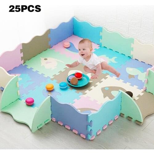 25Pcs Kids Toys Childrens mat Foam Carpets Soft Floor Mat Puzzle Baby Play Mat Floor Developing Crawling Rugs With Fence