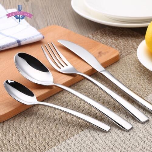 4 PCS Cutlery Sets Silverware Flatware Set Stainless Steel Dinnerware High-grade Mirror Polishing Spoon Knife Fork Kitchen